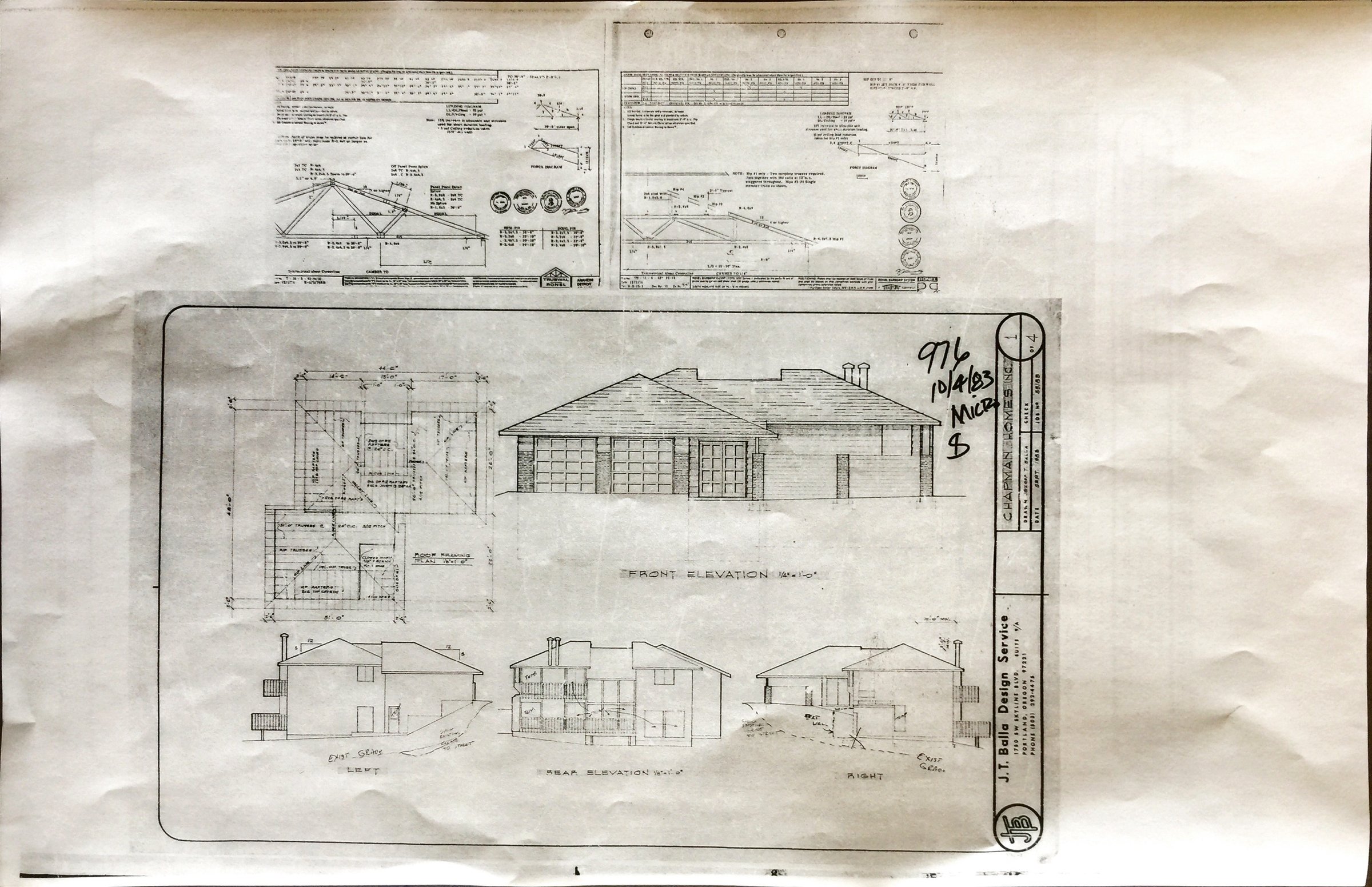 Sheet 1 — Elevations & Roof Framing